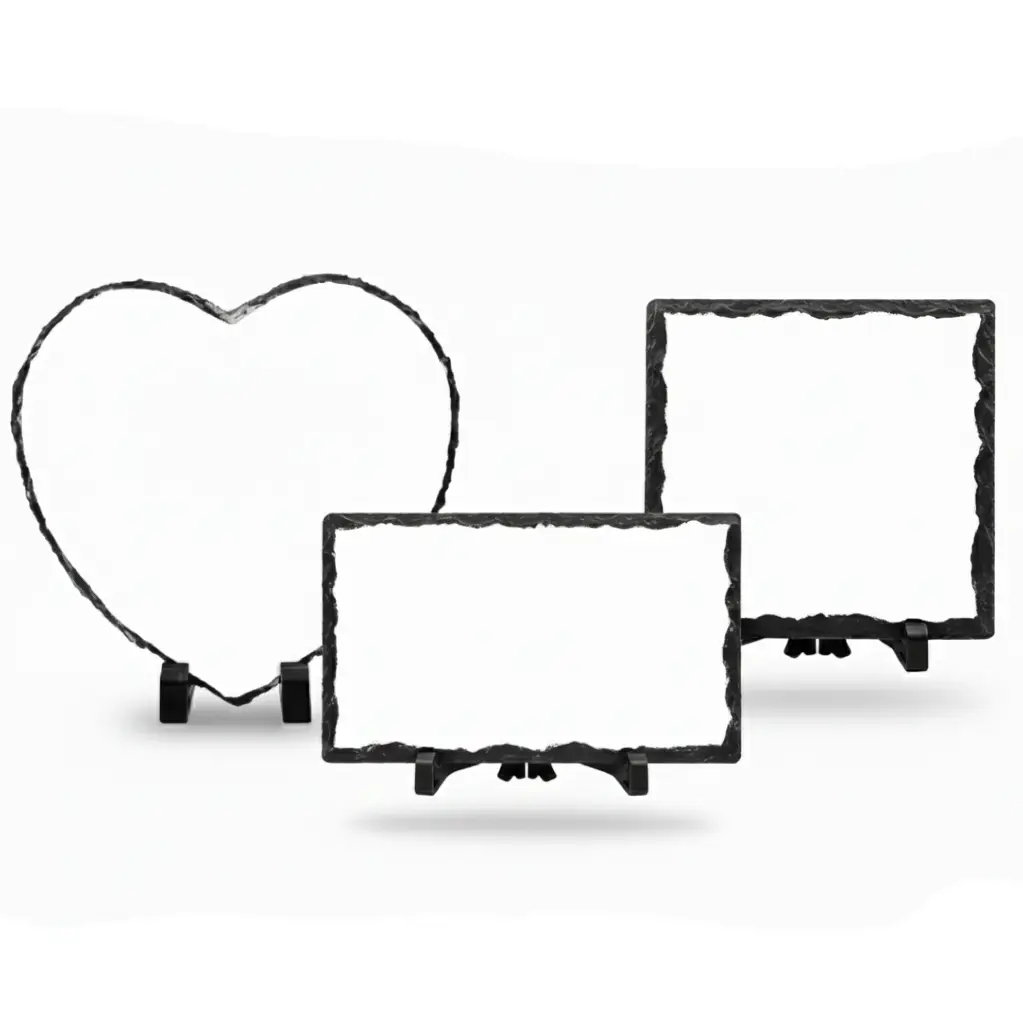 Foto Piedra Pizarra Personalizada – Marco de Roca Natural con Soportes