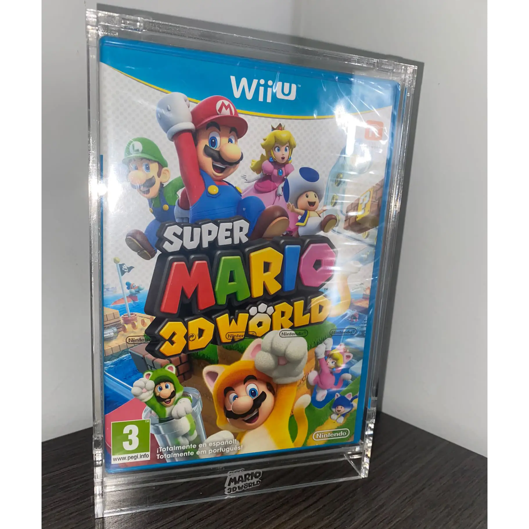 Caja de Acrílico para Videojuegos Nintendo Wii U | Protector 4mm con Pasador 🟦