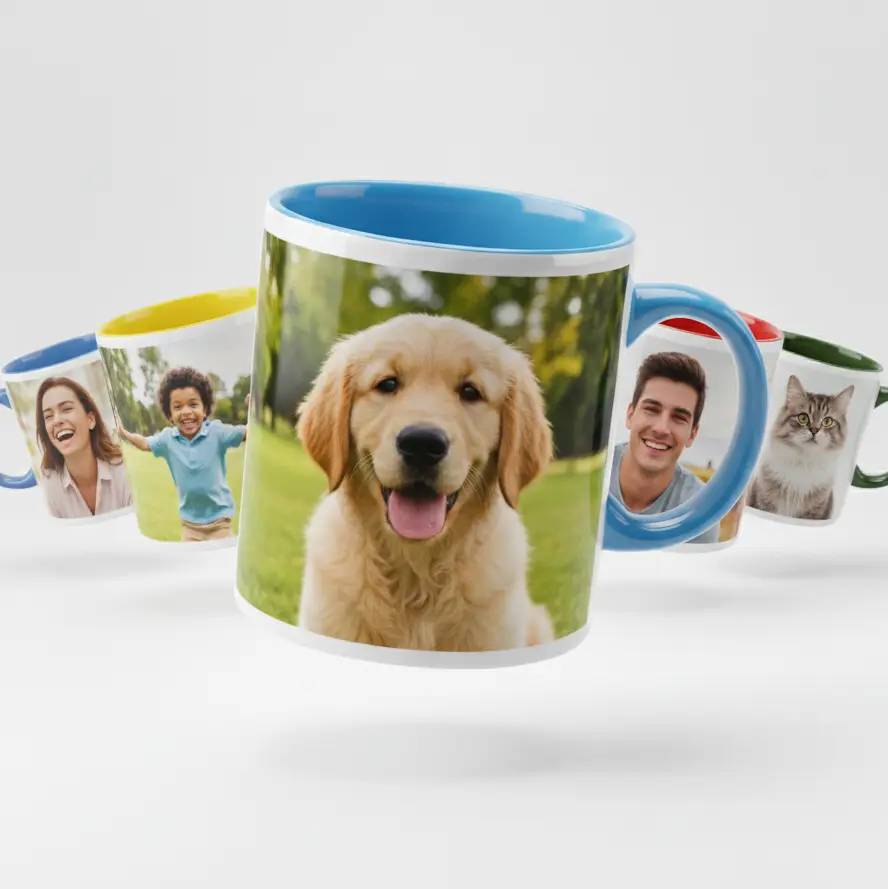 Taza Personalizada con Interior y Asa de Color – Regalo Original con Tus Fotos